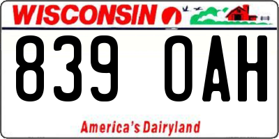 WI license plate 839OAH