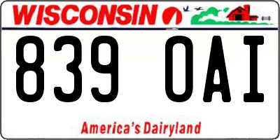 WI license plate 839OAI