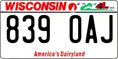 WI license plate 839OAJ