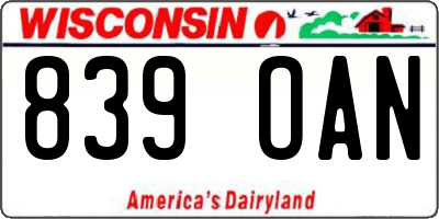 WI license plate 839OAN