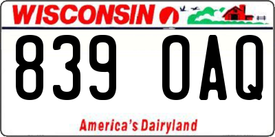 WI license plate 839OAQ