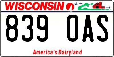 WI license plate 839OAS