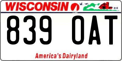 WI license plate 839OAT