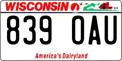 WI license plate 839OAU