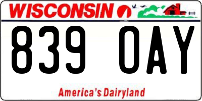 WI license plate 839OAY