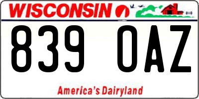 WI license plate 839OAZ