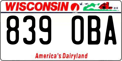 WI license plate 839OBA