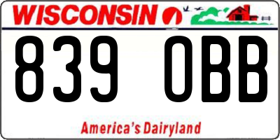 WI license plate 839OBB