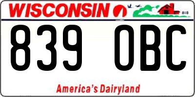 WI license plate 839OBC