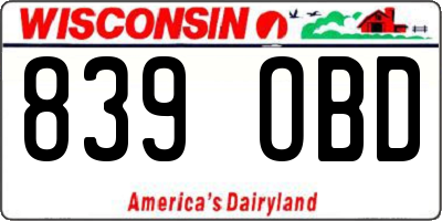 WI license plate 839OBD
