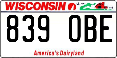 WI license plate 839OBE
