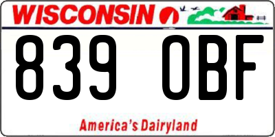 WI license plate 839OBF