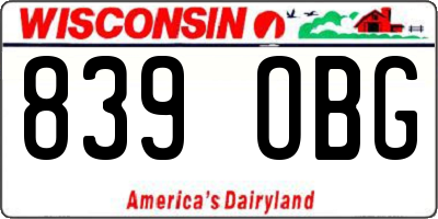 WI license plate 839OBG