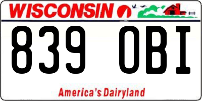 WI license plate 839OBI