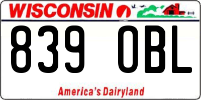 WI license plate 839OBL