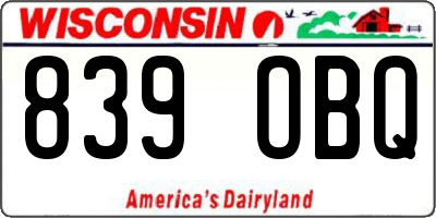 WI license plate 839OBQ
