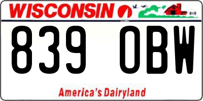 WI license plate 839OBW