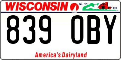 WI license plate 839OBY