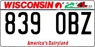 WI license plate 839OBZ
