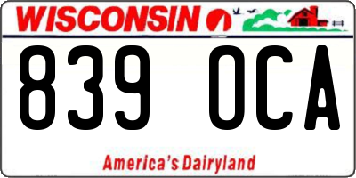 WI license plate 839OCA