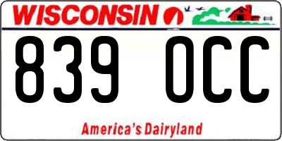 WI license plate 839OCC