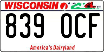 WI license plate 839OCF