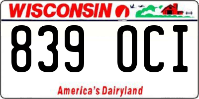 WI license plate 839OCI