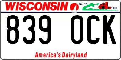 WI license plate 839OCK