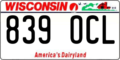 WI license plate 839OCL