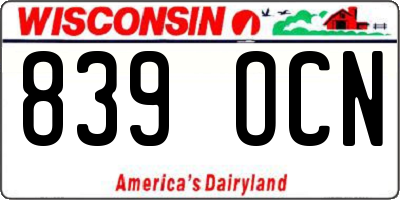 WI license plate 839OCN