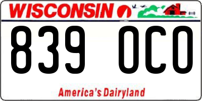 WI license plate 839OCO