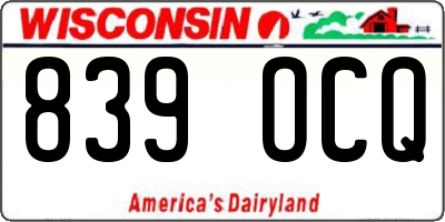 WI license plate 839OCQ
