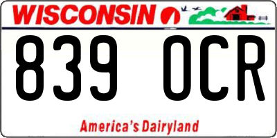 WI license plate 839OCR