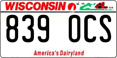 WI license plate 839OCS