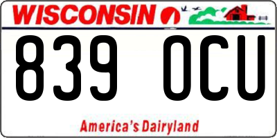 WI license plate 839OCU