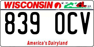 WI license plate 839OCV