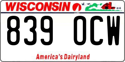 WI license plate 839OCW