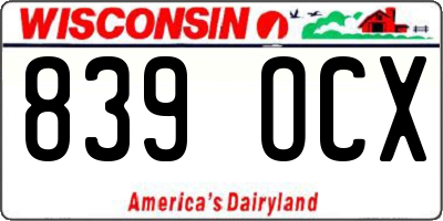 WI license plate 839OCX