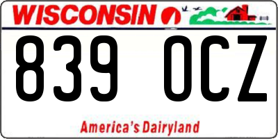 WI license plate 839OCZ
