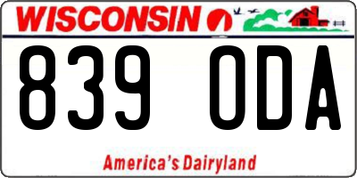 WI license plate 839ODA