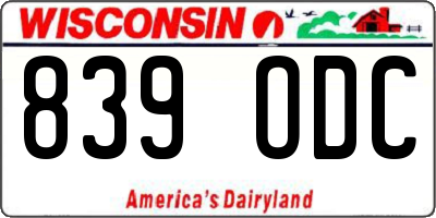 WI license plate 839ODC