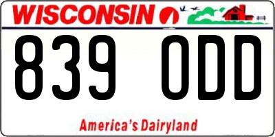 WI license plate 839ODD