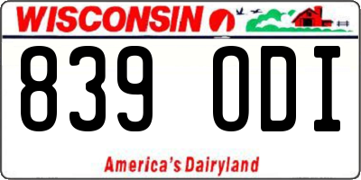 WI license plate 839ODI
