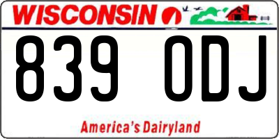 WI license plate 839ODJ