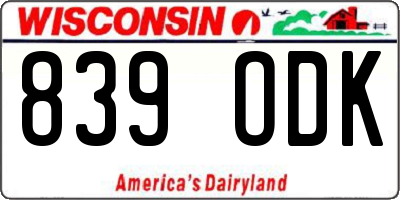 WI license plate 839ODK