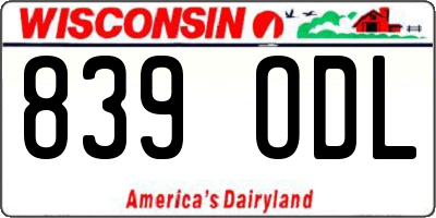 WI license plate 839ODL