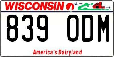 WI license plate 839ODM