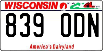 WI license plate 839ODN