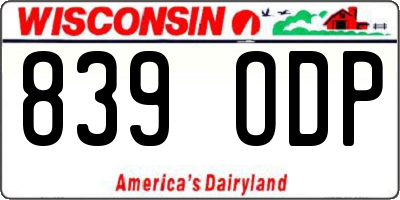 WI license plate 839ODP