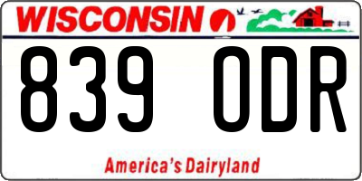 WI license plate 839ODR
